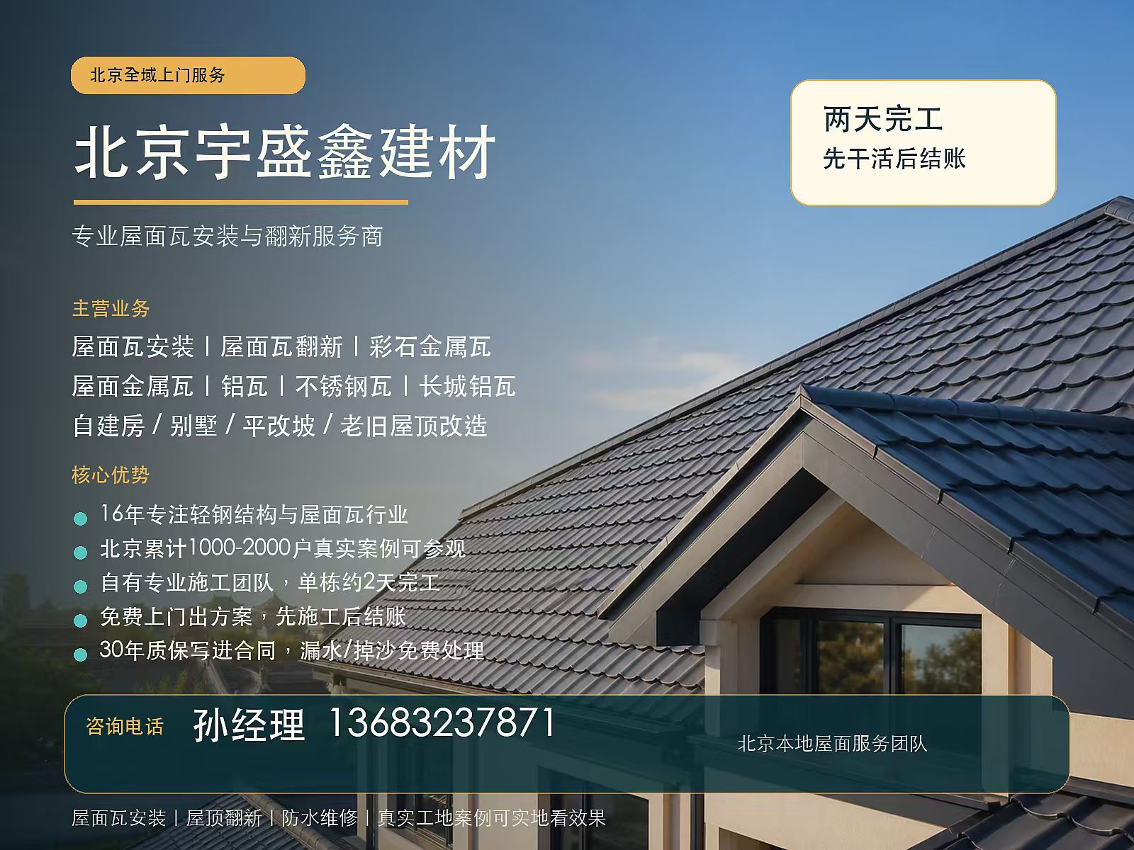 2026年性价比之选:北京海淀区农村自建房屋面瓦,别墅屋面金属瓦厂家优选推荐